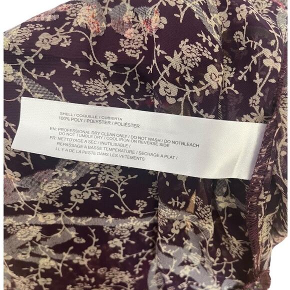 Band of Gypsies plum olive velvet floral sheer open front kimono robe XS/S NWT - Picture 6 of 6
